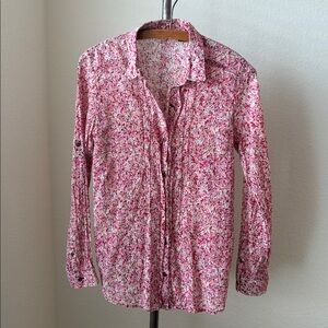Prariecore sz M floral long sleeve pin tuck 100% cotton cabincore feminine